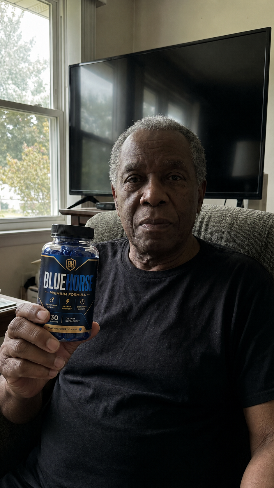 Anthony holding Blue Horse