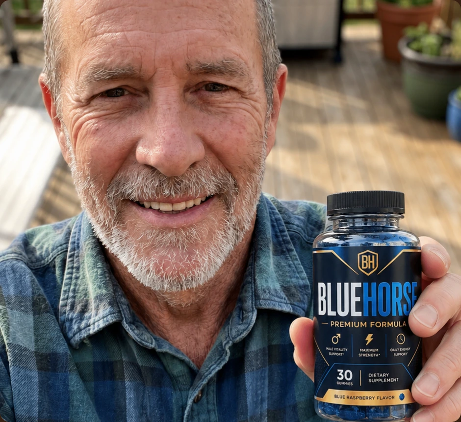 Mark holding Blue Horse